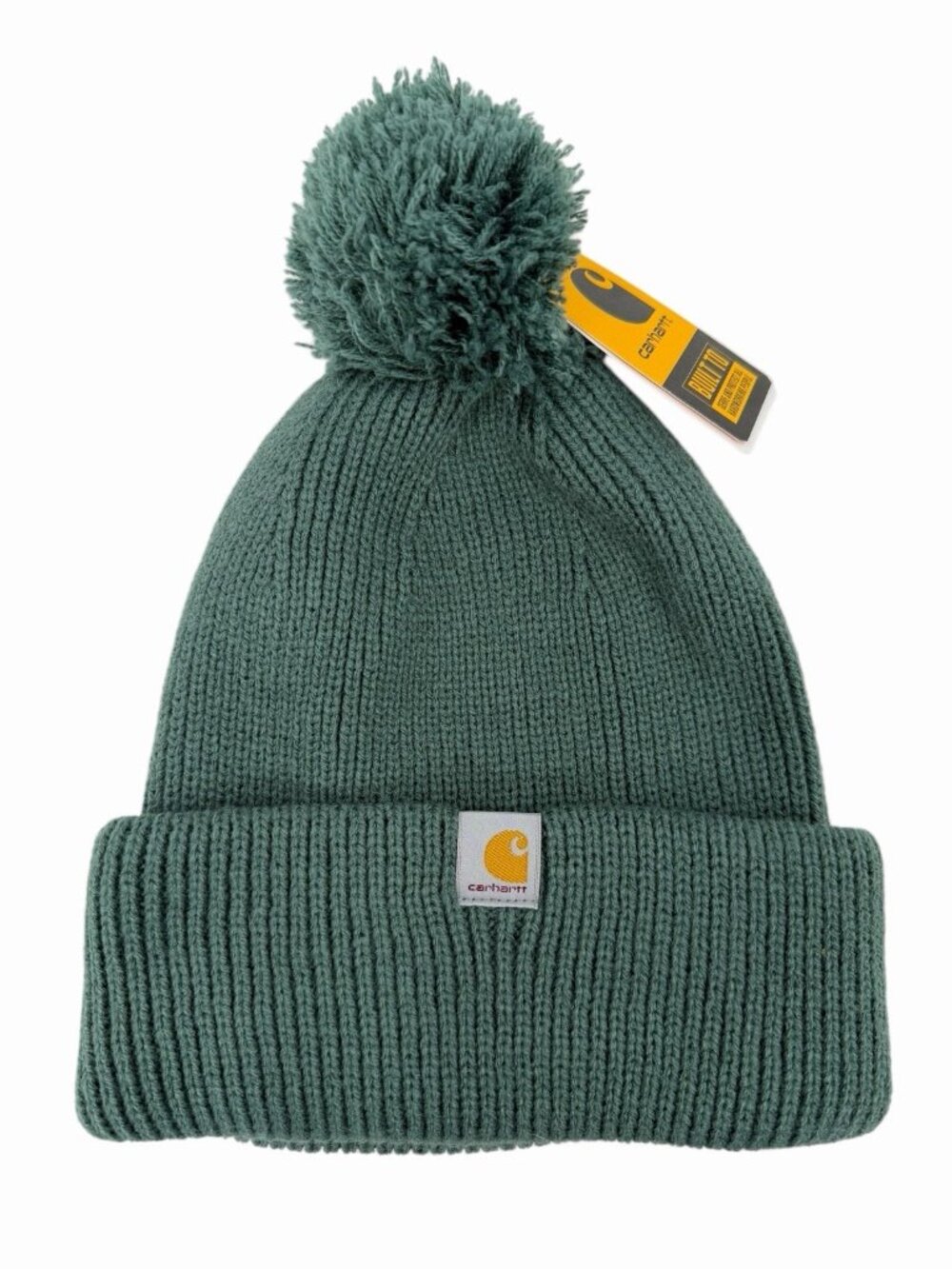 CARHARTT Women's Green Knit Pom-Pom Cuffed Beanie NWT O/S